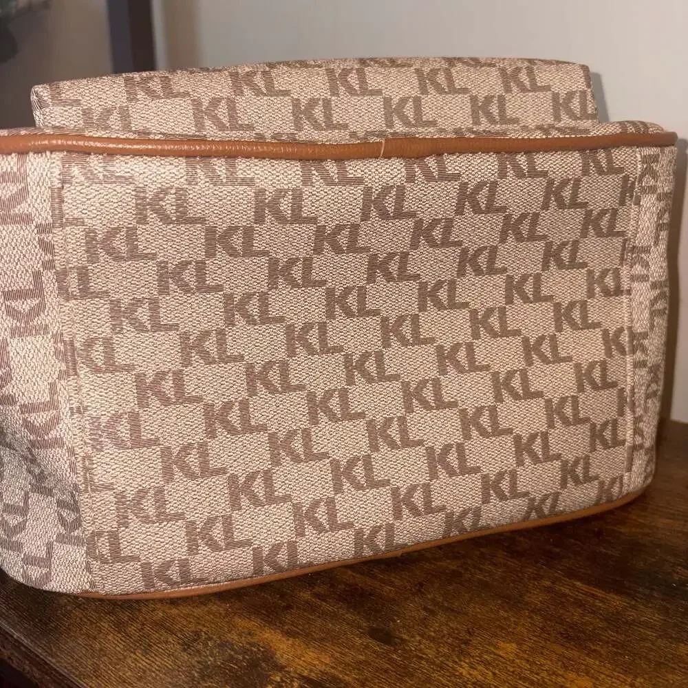 NWT Karl Lagerfeld Paris Khloe Monogram Patch Backpack Beige Brown